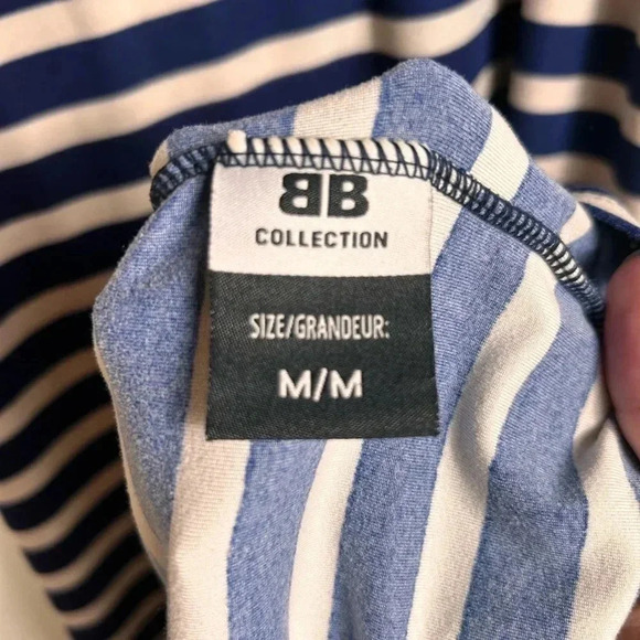 Striped Tank Maxi Dress, M, Spandex, Cream & Navy. Summer Beach Coastal - Picture 6 of 7